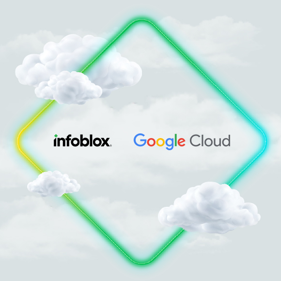 An illustrated view of Google Cloud and Infoblox logos.