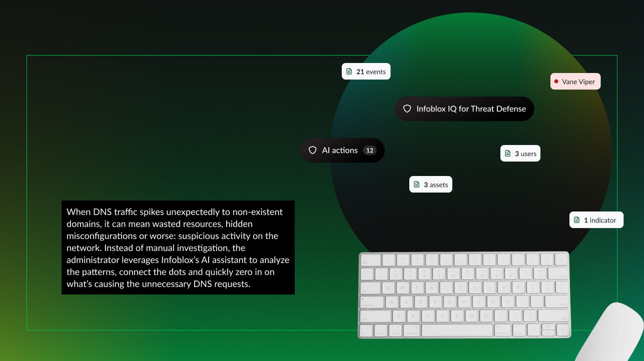 This element provides an interaction with the Infoblox AI Assistant.