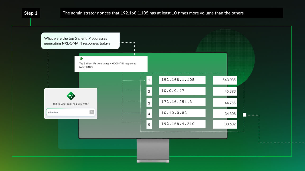 This element provides an interaction with the Infoblox AI Assistant.