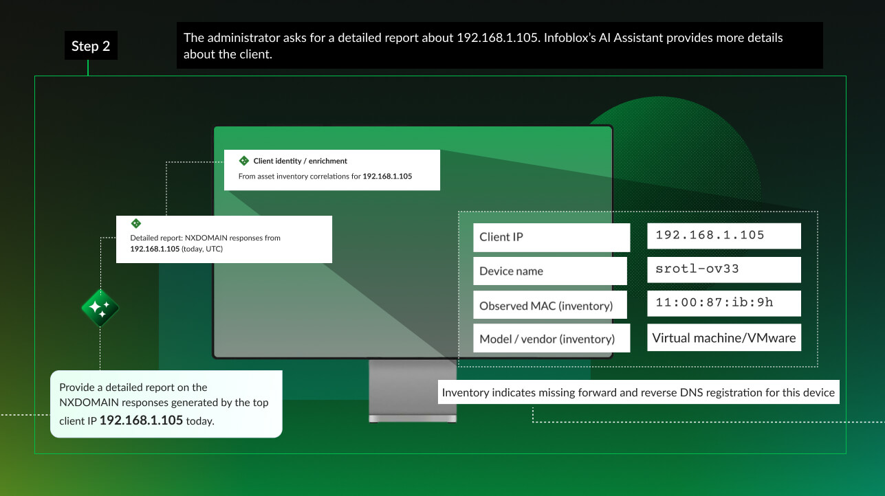 This element provides an interaction with the Infoblox AI Assistant.